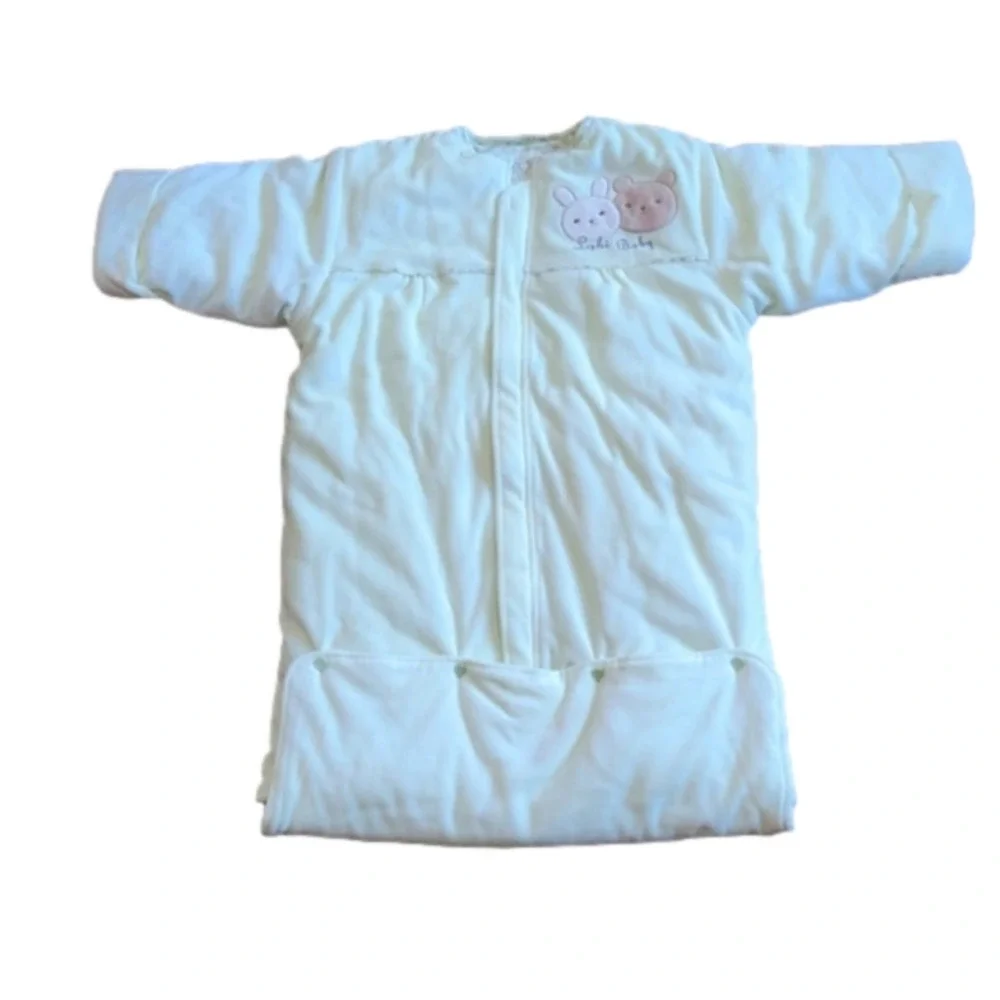 Baby Yellow Unisex Sleep Warm Sack Puffy Padded Sleeping Bag Blanket Embroidery